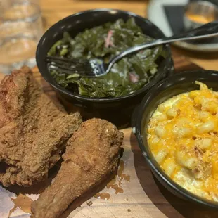 1/4 bird with Mac and greens