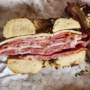 Italian sandwich on everything bagel with no other toppings requested.