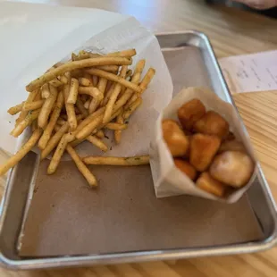 Rosemary fries, and sweet potato tater tots