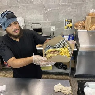 Chopped cheese and fries