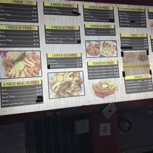 a menu on a large screen