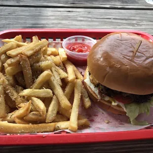 The Classic Burger with Rosemary Parm Fries