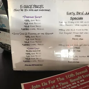 Regular prices. Happy hour jumbo size is $30!