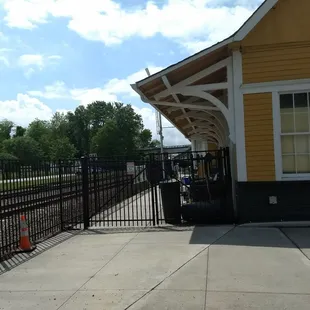 The rear of the building.