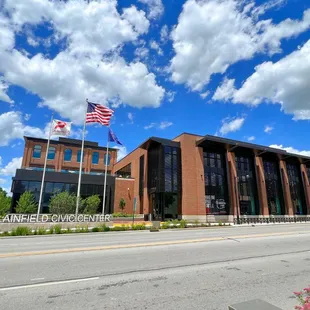 a northwestward view of the building from main street