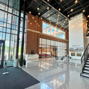 a view of the box office at the west end of the lobby