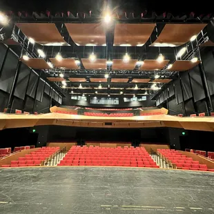 a straight-on shot of the theatre seats from the stage