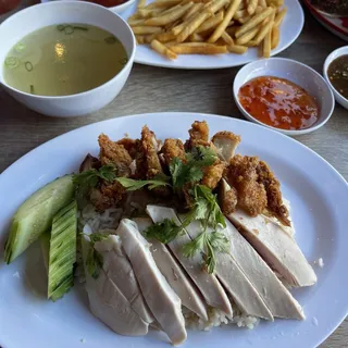 Steamed White Meat and Fried Chicken