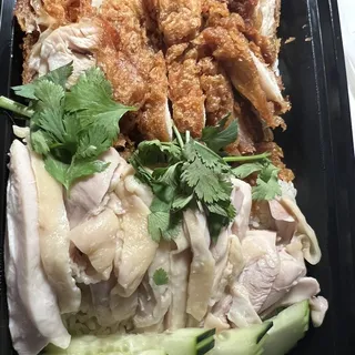 Steamed Dark meat and Fried Chicken