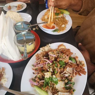 Zaab Crispy Fish over rice
