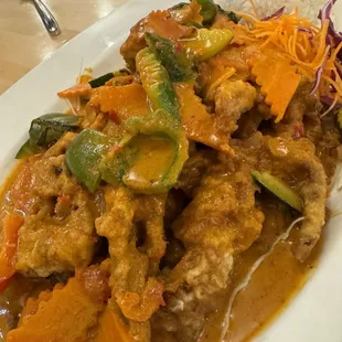 Soft shell crabs Penang curry, level 4. Deliciousness!