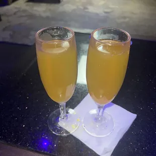 Complimentary mimosa at the poetry lounge event