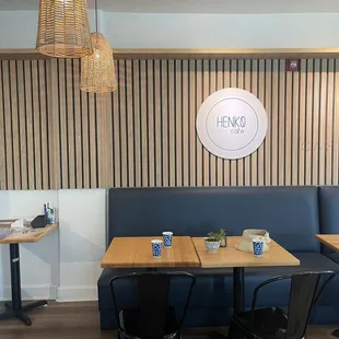 Seating area with logo