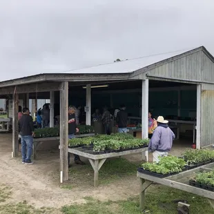 a group of people standing in front of a building