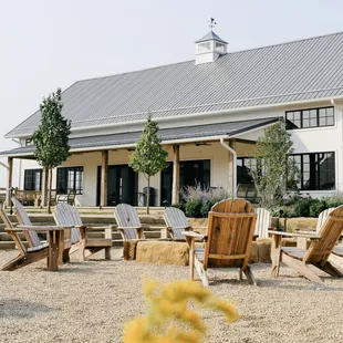 chairs in front of the building
