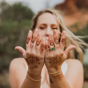 Bridal henna for a client's elopement in Sedona, AZ