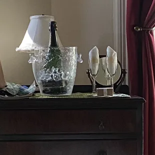 Champagne in our room (extra fee) but worth it!