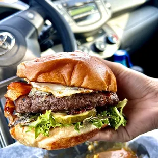Black n Blue Burger  with fried egg