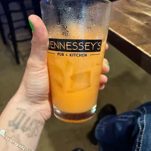 Tequila sunrise made with top shelf patron