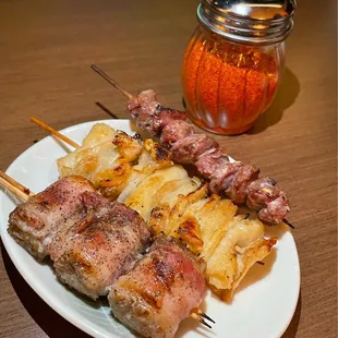 Yakitori - Bacon Enoki, Chicken Skin, Chicken Gizzard