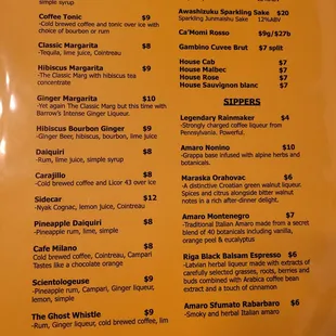 Cocktails menu. I didn&apos;t photograph the beer menu--there were too many pages of them!