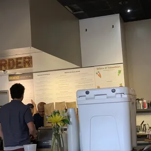 a man and a woman in a restaurant