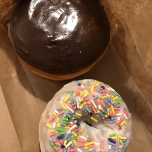 Bismark and cake donut with sprinkles