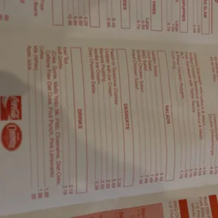 a menu for a restaurant