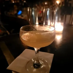 Ether with scotch, French vermouth, yellow chartreuse, and absinthe. Strong bitter tasty cocktail.