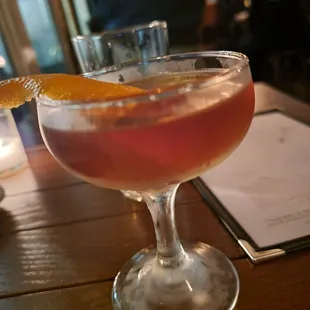 Brooklyn Ferry with rye whiskey, Antica vermouth, maraschino liqueur, and absinthe. Tasty strong cocktail