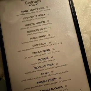 May 2024 Cocktail Menu.