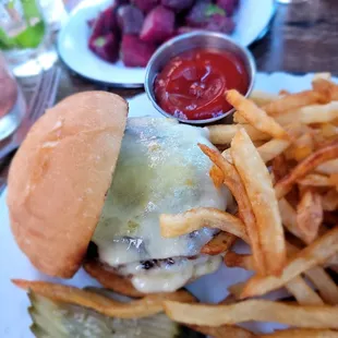 Burger with cheddar cheese