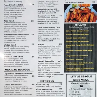 chicken wings and fried chicken, menu