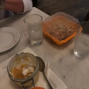 Leftovers from Korean Beef Short Rib and Sophie 's Butterscotch Pudding