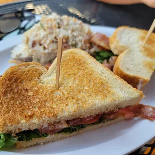 BLT, homemade potatoes salad ( think loaded baked potatoes chopped up (bacon cheese etc))