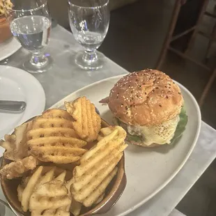 Burger waffle  fries