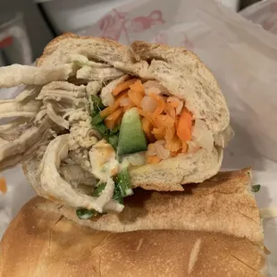 Shredded chicken banh mi