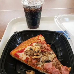 Pizza and diet Pepsi