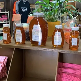 a display of honeys and sweets