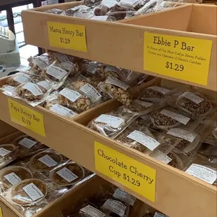 a display of chocolate bars