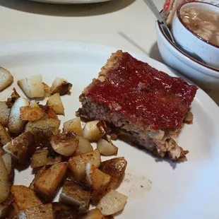 Meatloaf with &apos;American Fries&apos; and Ham &amp; Beans Soup