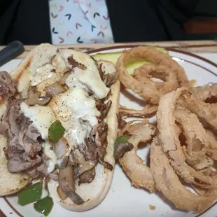 Henry&apos;s Philly with Onion Rings