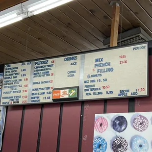 the menu and prices