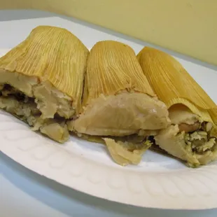 Three; Chicken Tamales