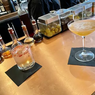 Some sort of peppery margarita and a lychee drink - hard pass on both