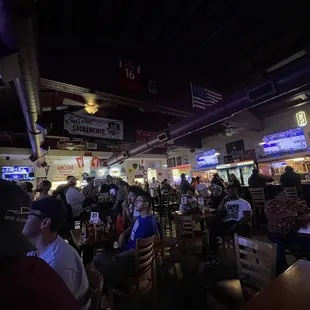 Lively crowd watching the games