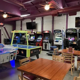 a row of arcade games