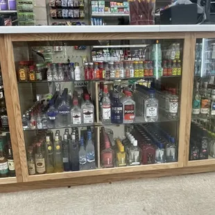 a display of alcohol bottles