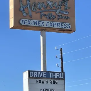 Look for the tall yellow sign