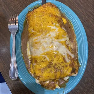 $11 Shredded Chicken Burrito, Enchurrito Style - Huge!